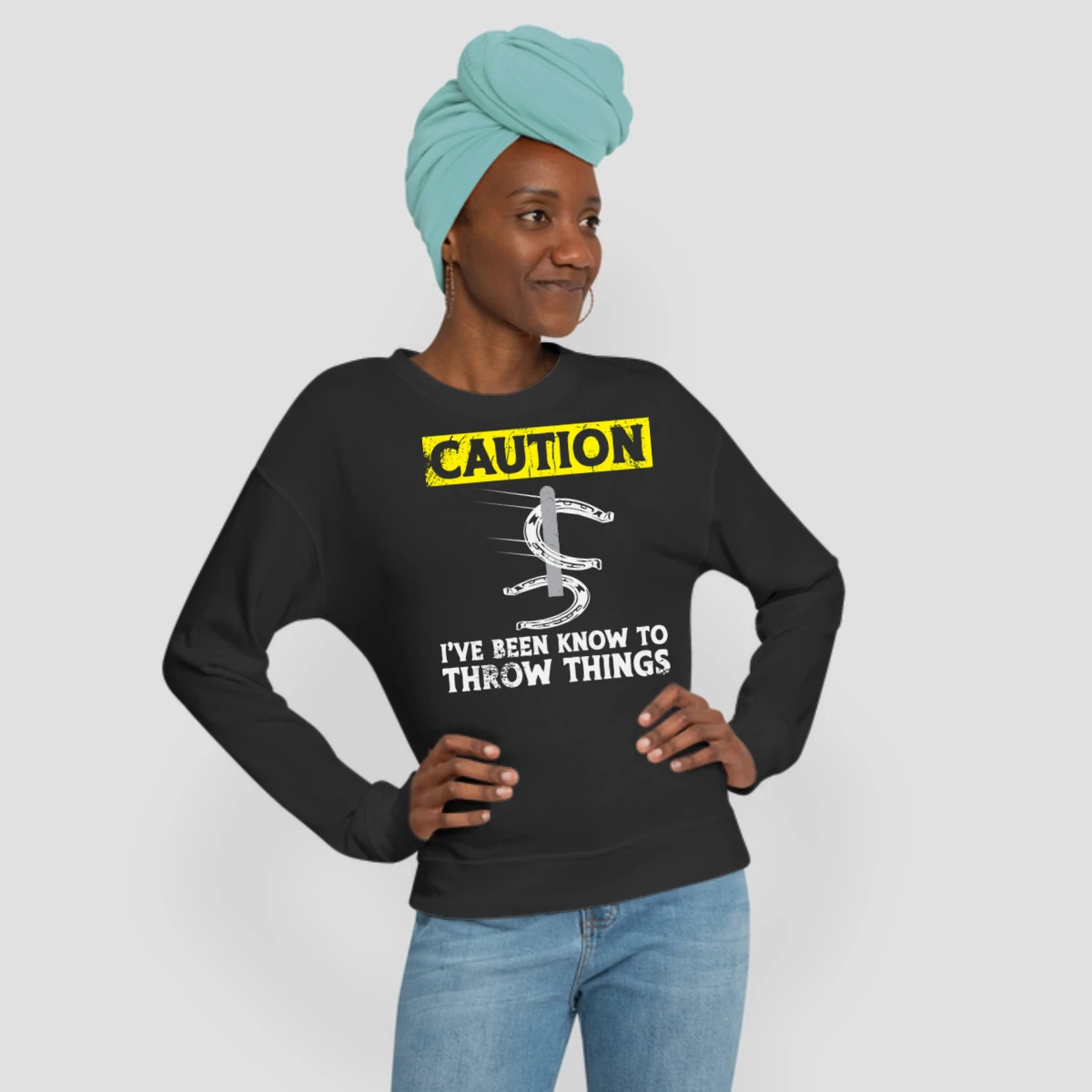 Caution Funny Horseshoe Pitching