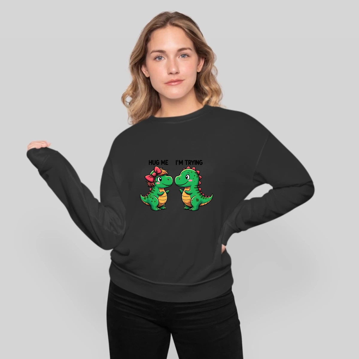 Cute T Rex Dinos Hug Me Funny Comic Design