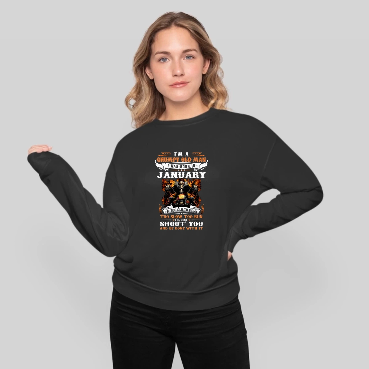 Biker Skull Im A Grumpy Old Man I Was Born In January Shoot You