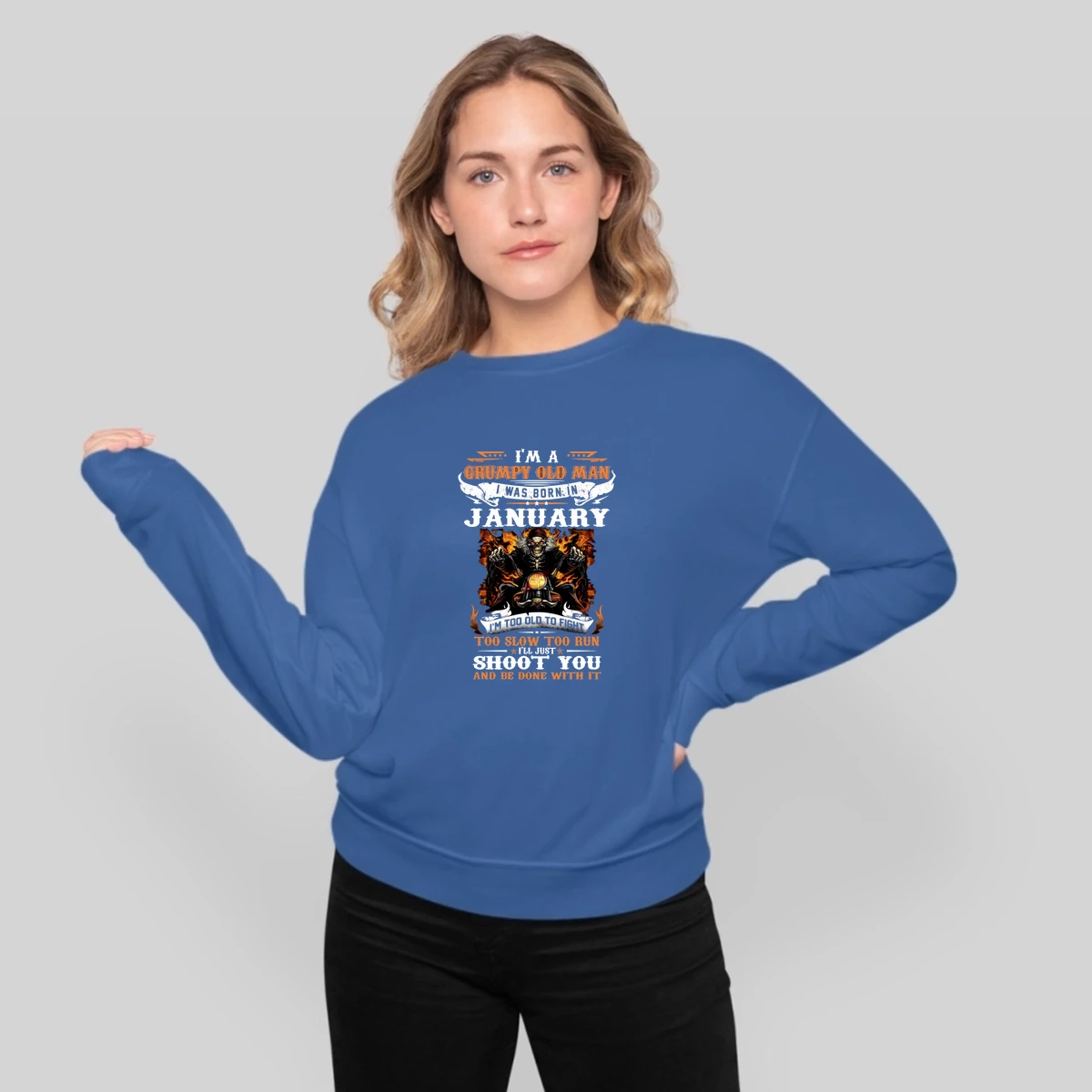 Biker Skull Im A Grumpy Old Man I Was Born In January Shoot You