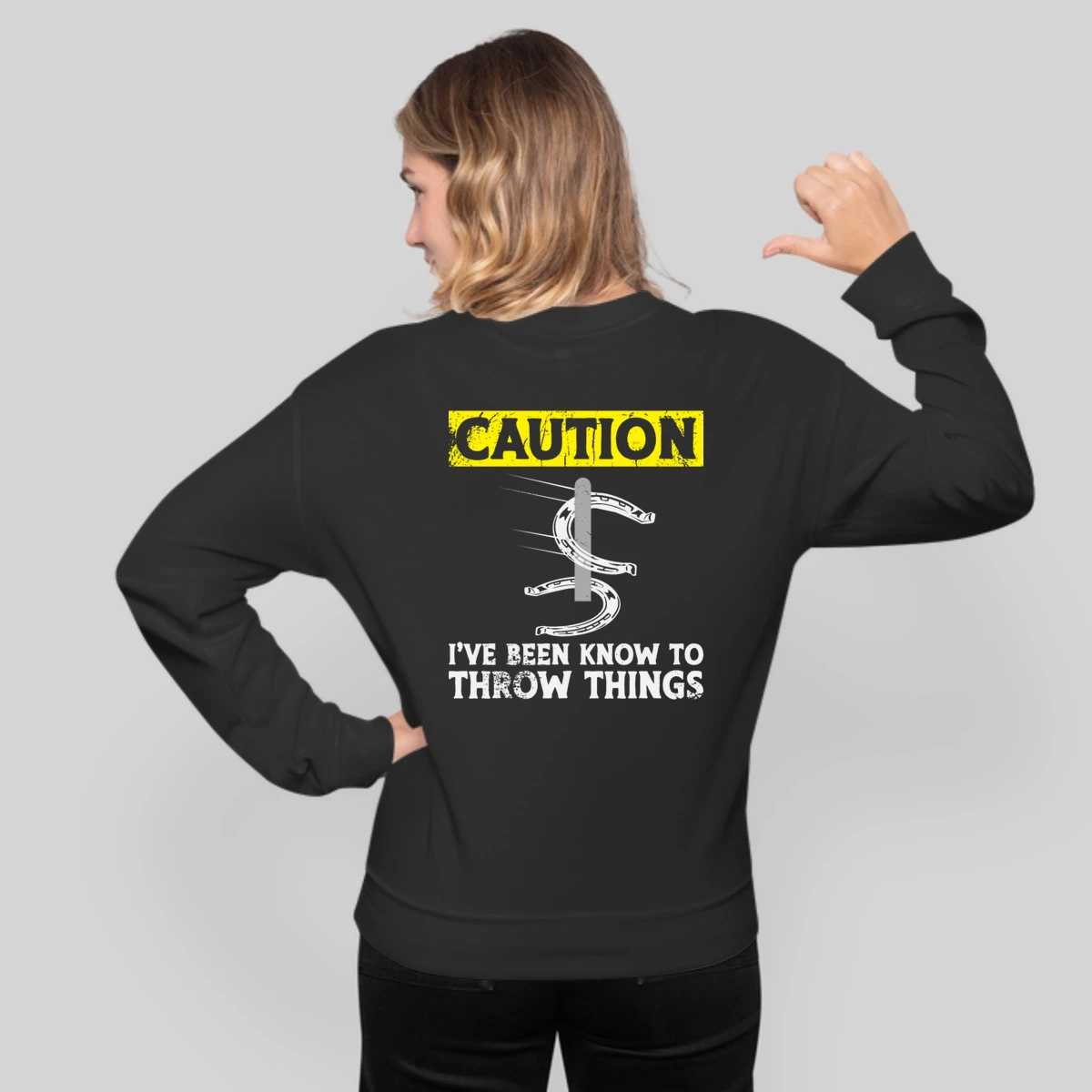 Caution Funny Horseshoe Pitching