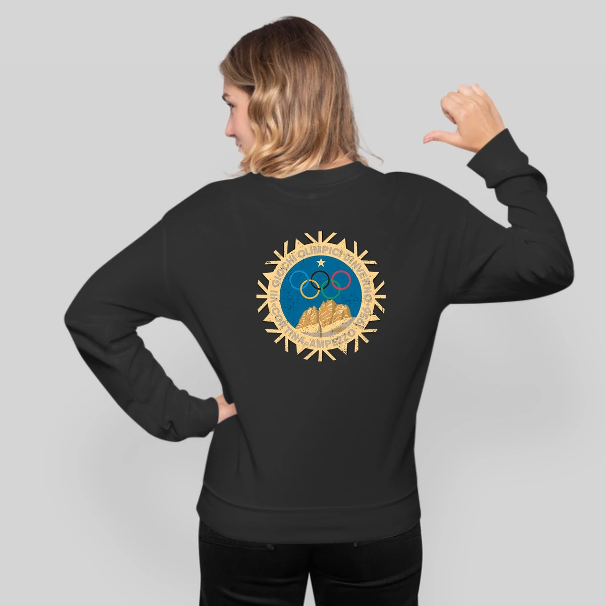 Cortina Dampezzo Winter Olympics 1956 Retro Grunge Logo World Event
