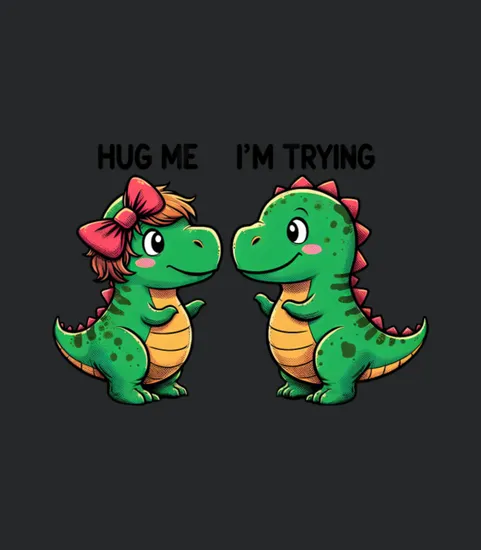 Cute T Rex Dinos Hug Me Funny Comic Design