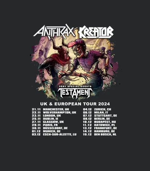 Sale 2 Side Kreator X Anthrax X Testament Uk European Tour 2024