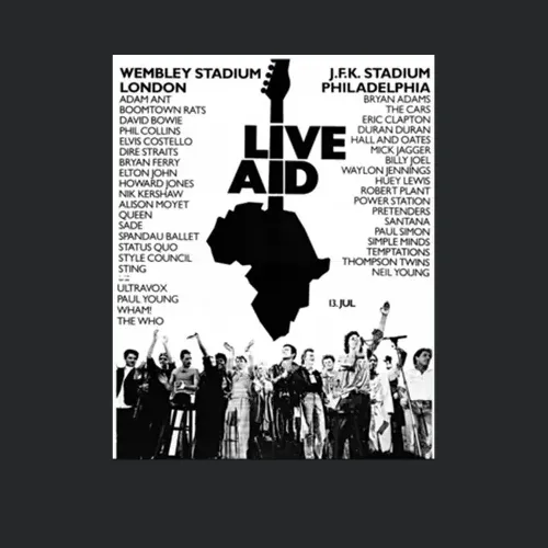 Live Aid Wembley Stadium Jfk Stadium Vintage Concert Poster