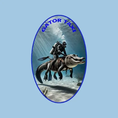 Vintage Scuba Diving Diver Riding An Alligator Urm