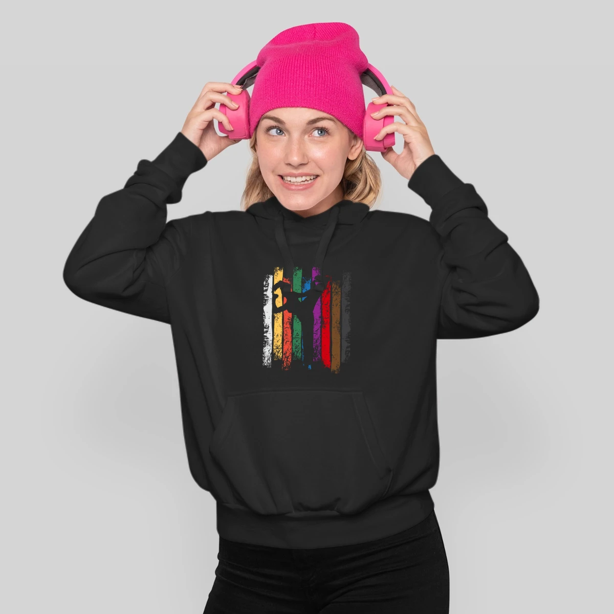 Funny Karate Design Karate Belts Silhouettes Female Light