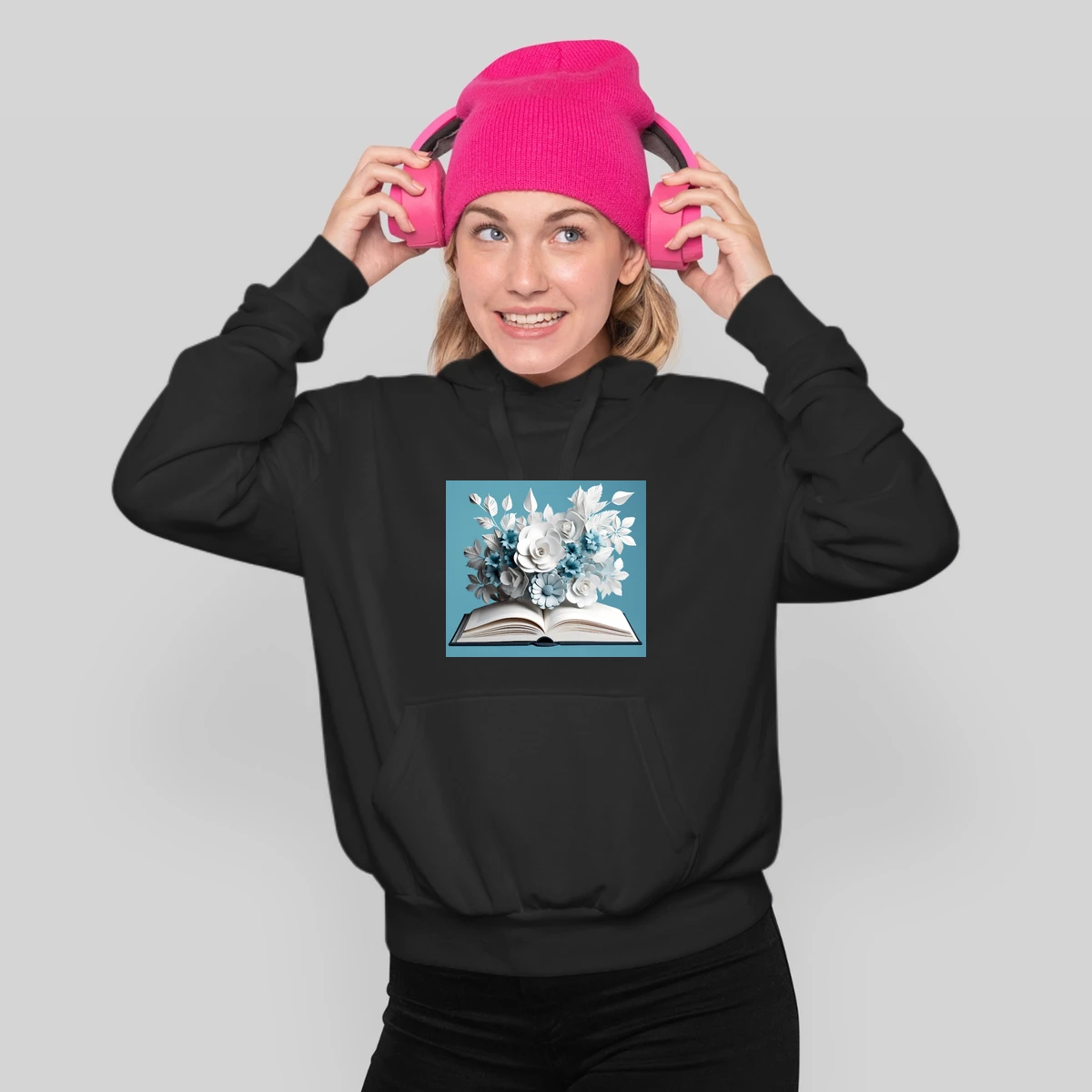 3d Open Book With Flowers On