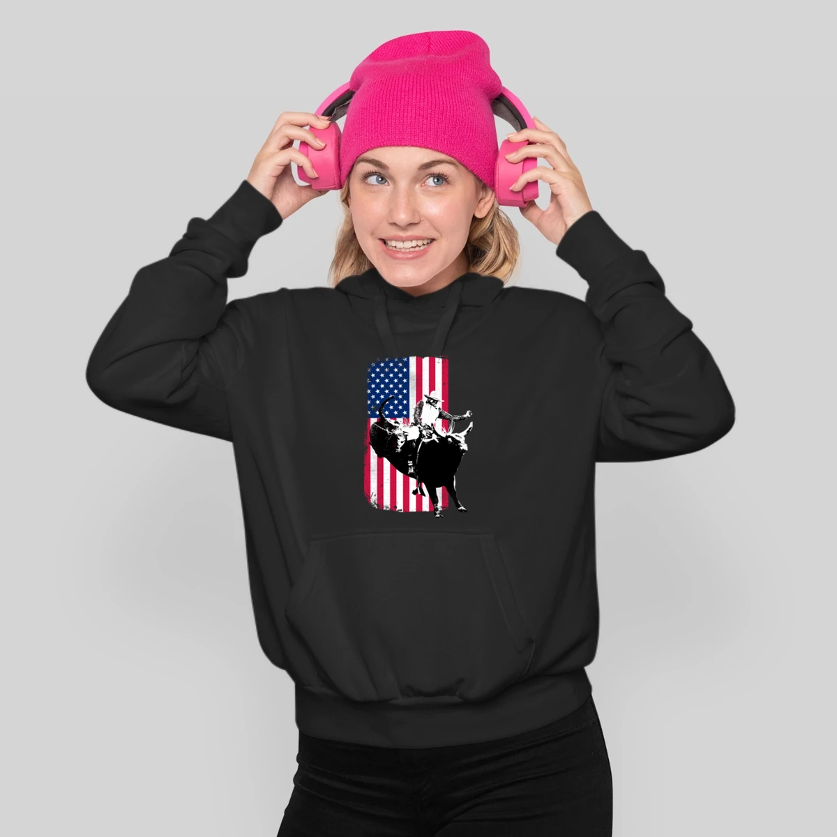 Rodeo Bull Rider Patriotic American Flag