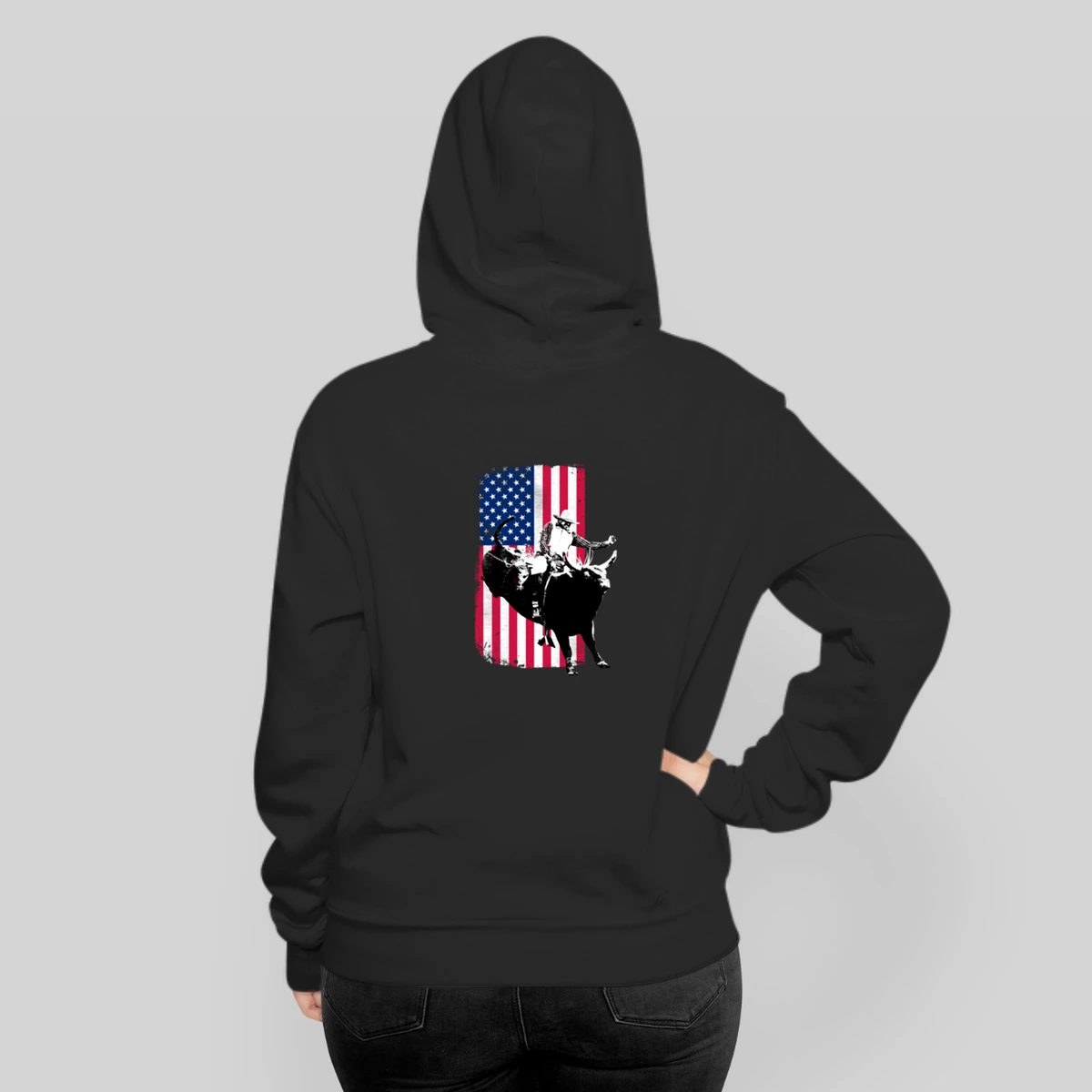 Rodeo Bull Rider Patriotic American Flag