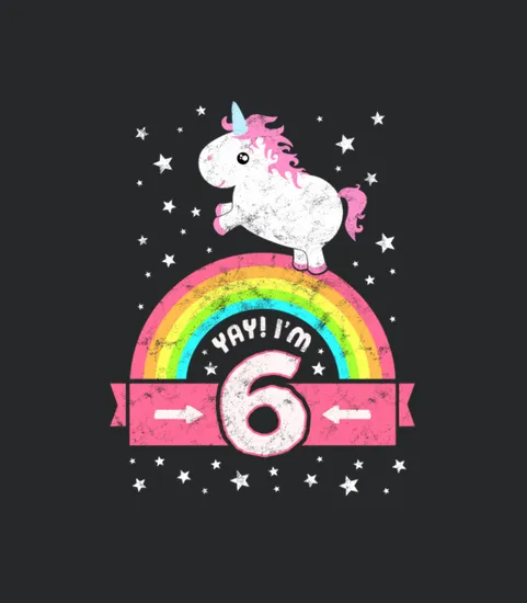 Cute 6th Birthday Unicorn Kid Girl Age 6 Years Old