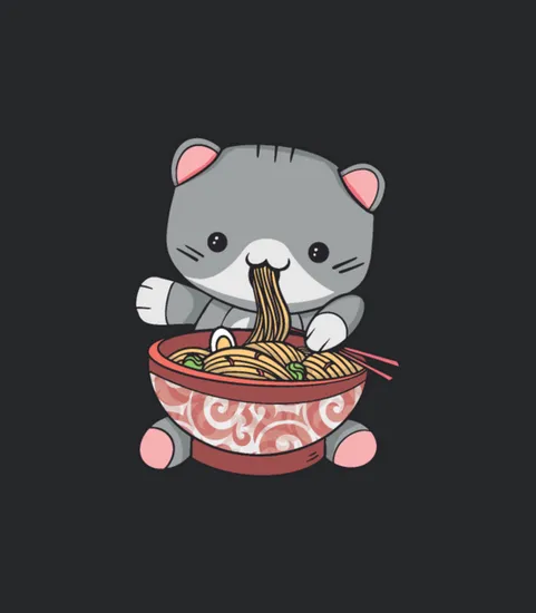 Kawaii Ramen Cat Noodle Bowl With Chop Sticks