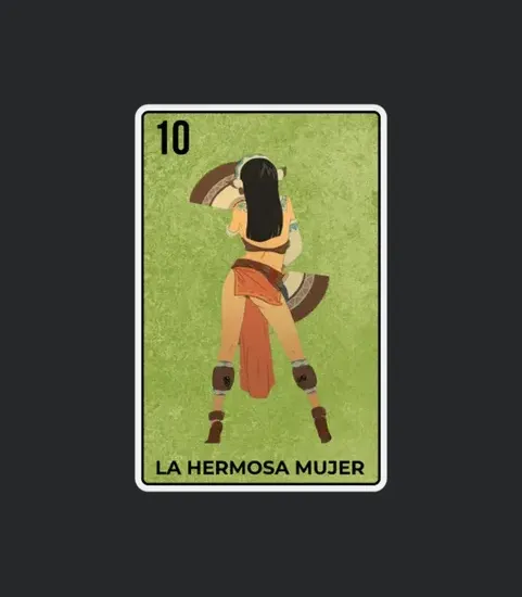 Mexican Lottery Card La Hermosa Mujer Funny Cinco
