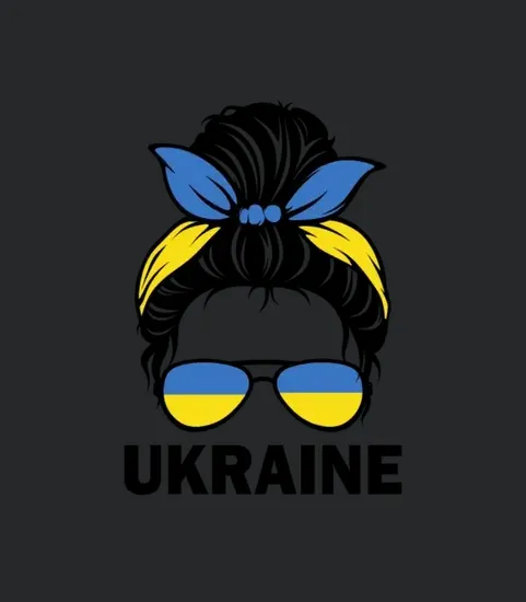 Ukraine Messy Bun Tee Shirt Ukrainian Pride Flag