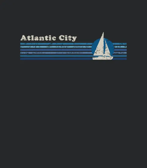 Atlantic City Nj Vintage 80s Sailboat Sunset Tee