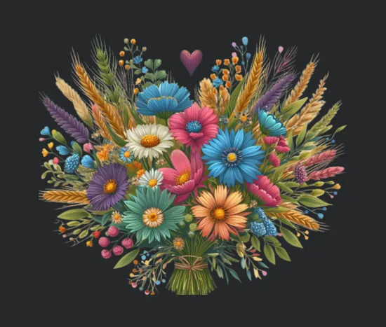 Bouquet Of Wildflowers In Beautiful Rustic Colors