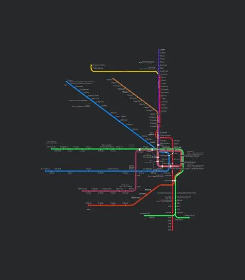 Chicago L Map Cta Elevated L Train Metro Transit