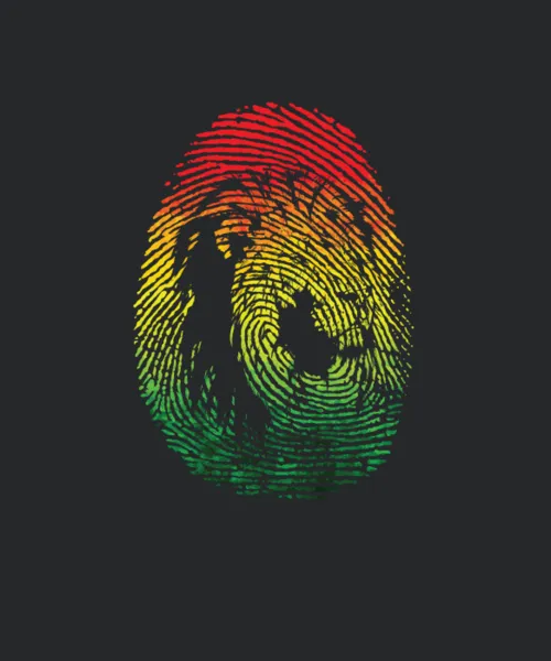 Fingerprint With Lion Face And Africa Colors
