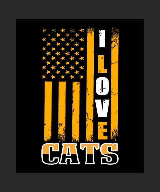 I Love Cats Usa Flag
