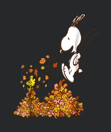 Peanuts Snoopy Jumping Into Leaf Autumn