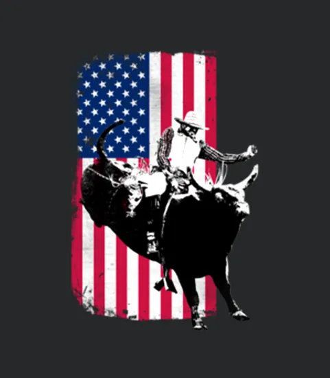 Rodeo Bull Rider Patriotic American Flag