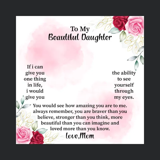 To My Beautiful Daughter Necklace Message