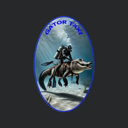 Vintage Scuba Diving Diver Riding An Alligator Urm