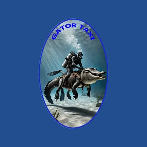 Vintage Scuba Diving Diver Riding An Alligator Urm