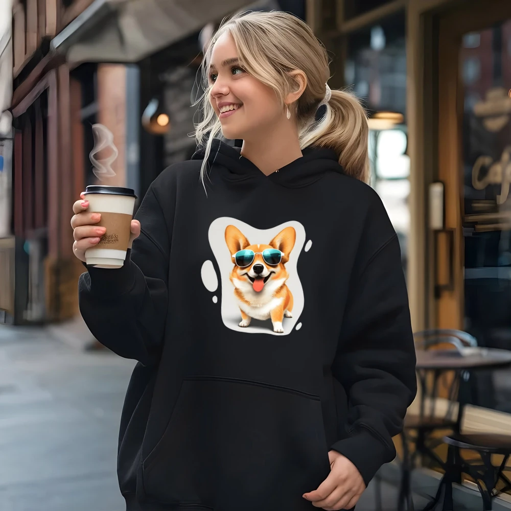 Retro Style Dog Smiling Corgi Dog Wearing Glasses