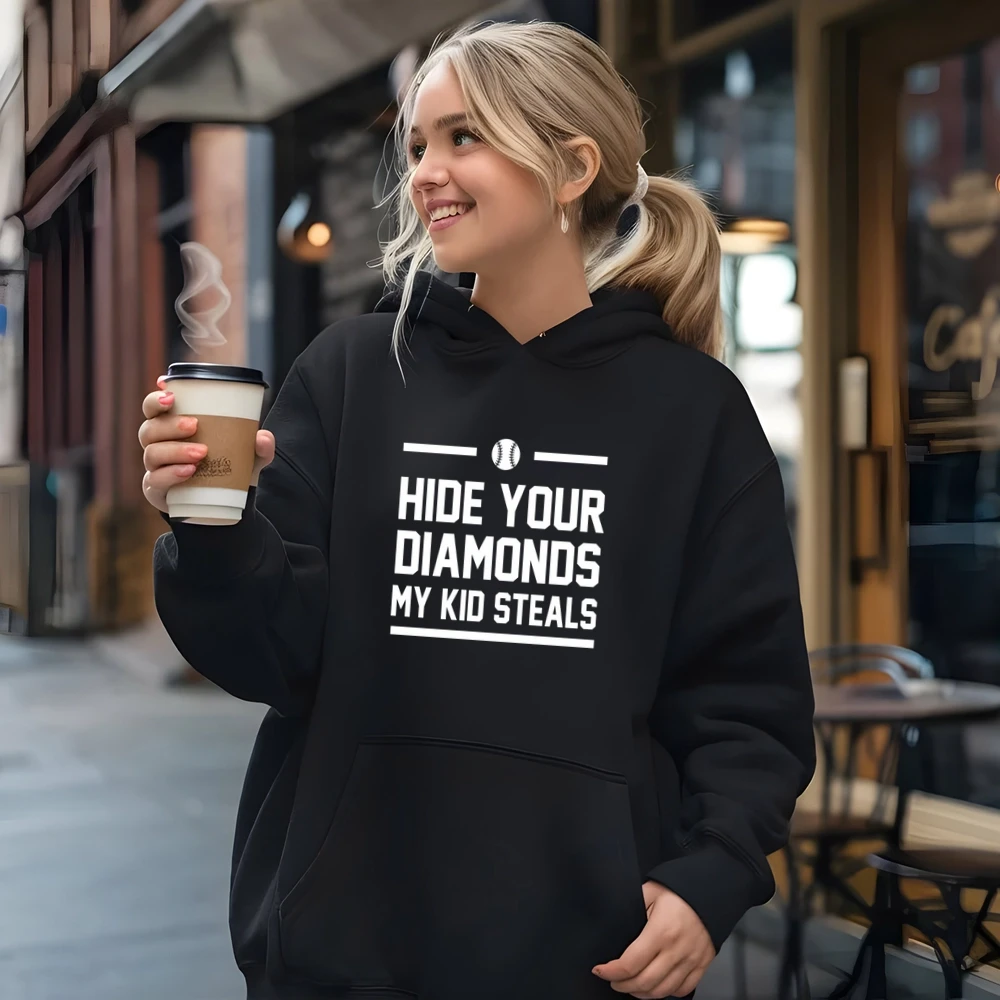 Hide Your Diamonds My Kid Steals Funny Baseball Softball Tee