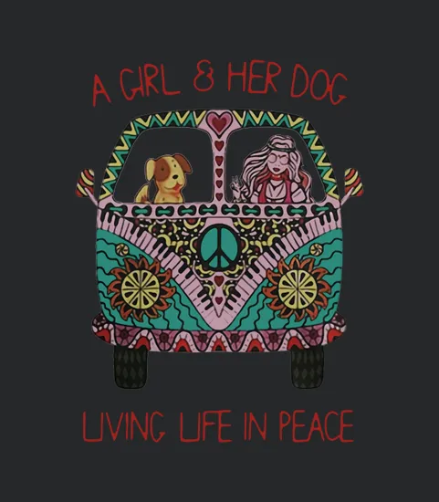 Hippie Car A Girl And Her Dog Living Life In Peace