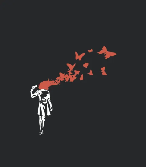 Banksy Headshot Butterfly Mens Premium