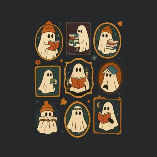 Teacher Halloween Ghost Reading Book