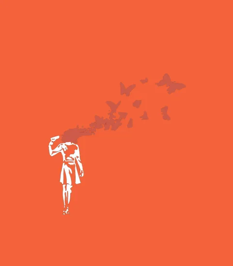 Banksy Headshot Butterfly Mens Premium