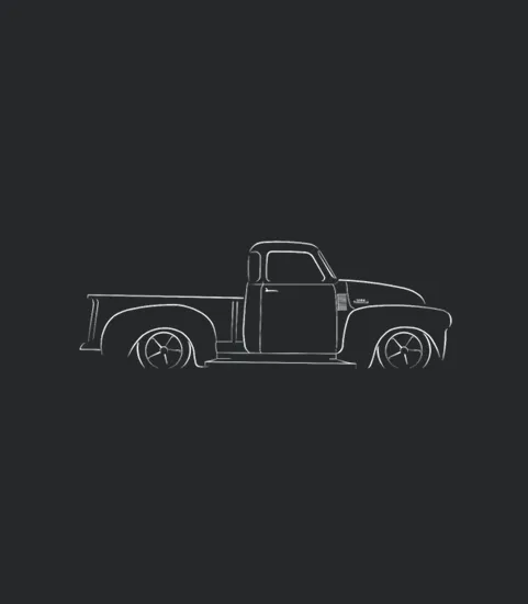 1950 Chevy 3100 Pickup Profile Stencil White