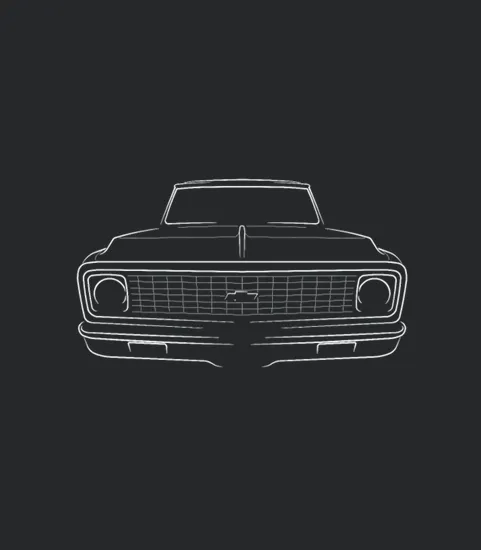 1972 Chevy C 10 Pickup Front Stencil White