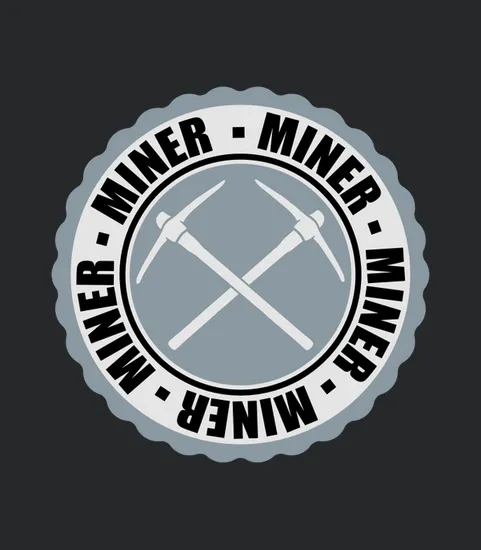 Miner Text Design Circle Stamp Button Round 2 Cros