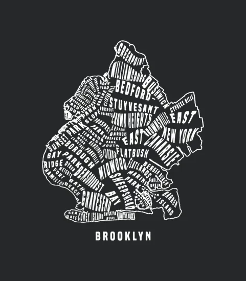 Brooklyn Map Brooklyn Souvenir Tee Areas Of Nyc