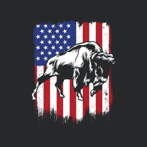 Bison American Flag Buffalo Bovinae American