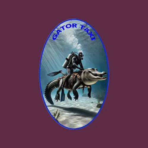 Vintage Scuba Diving Diver Riding An Alligator Urm