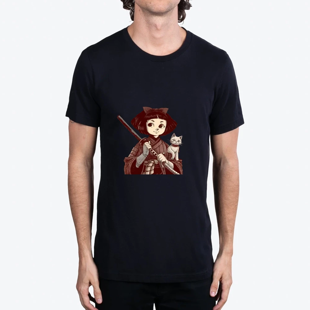 Chibi Samurai Warrior Cat Companion And Blossoms