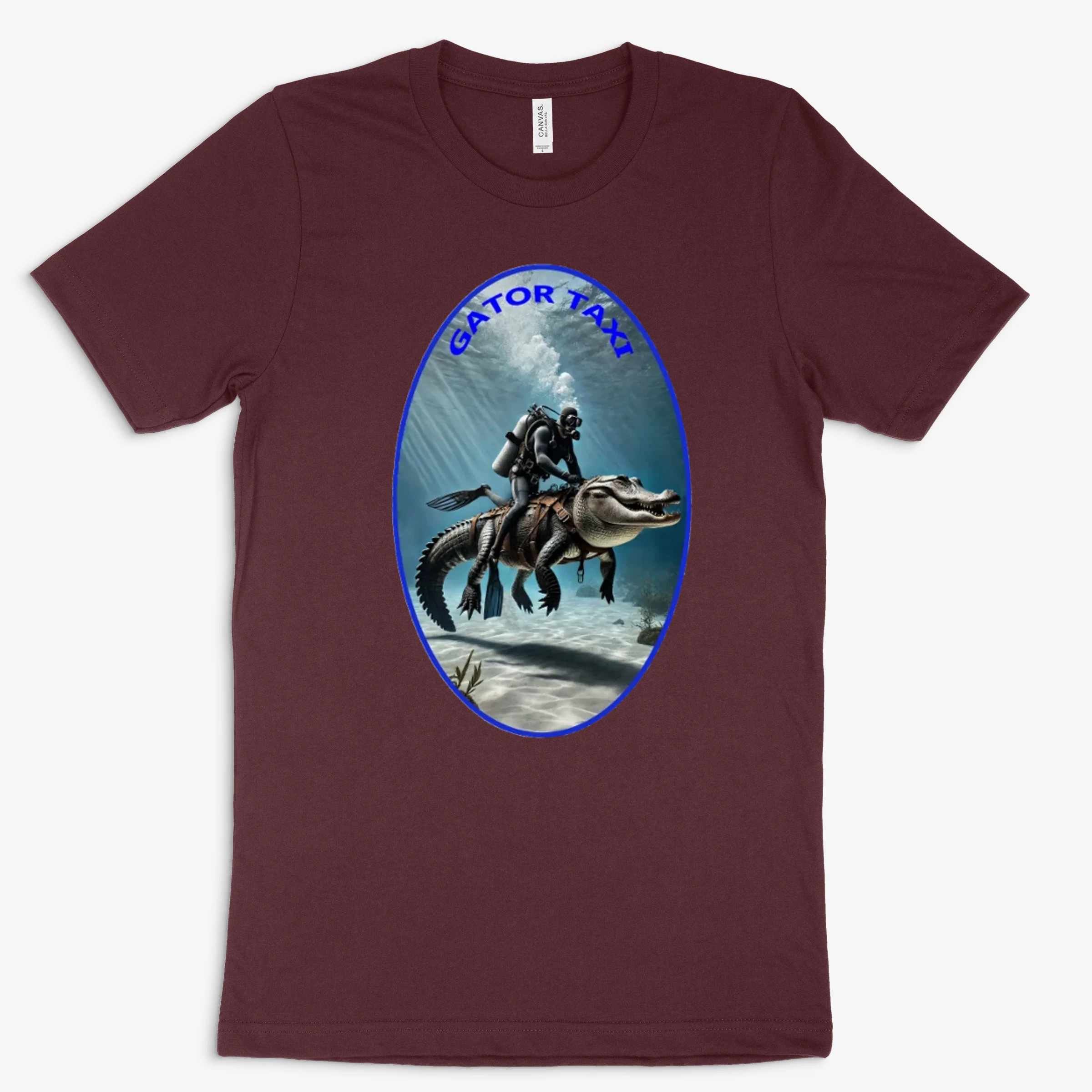 Vintage Scuba Diving Diver Riding An Alligator Urm