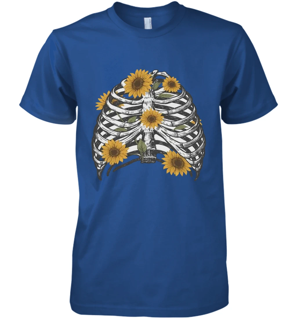 Vintage Anatomical Ribcage With Sunflower