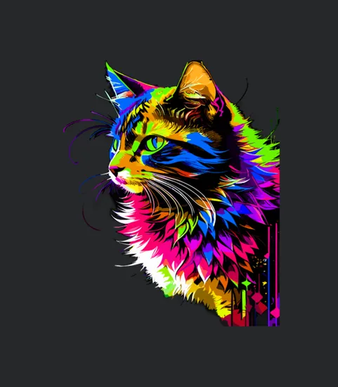 Rainbow Cat Realistic Watercolor Cute Cat Paint