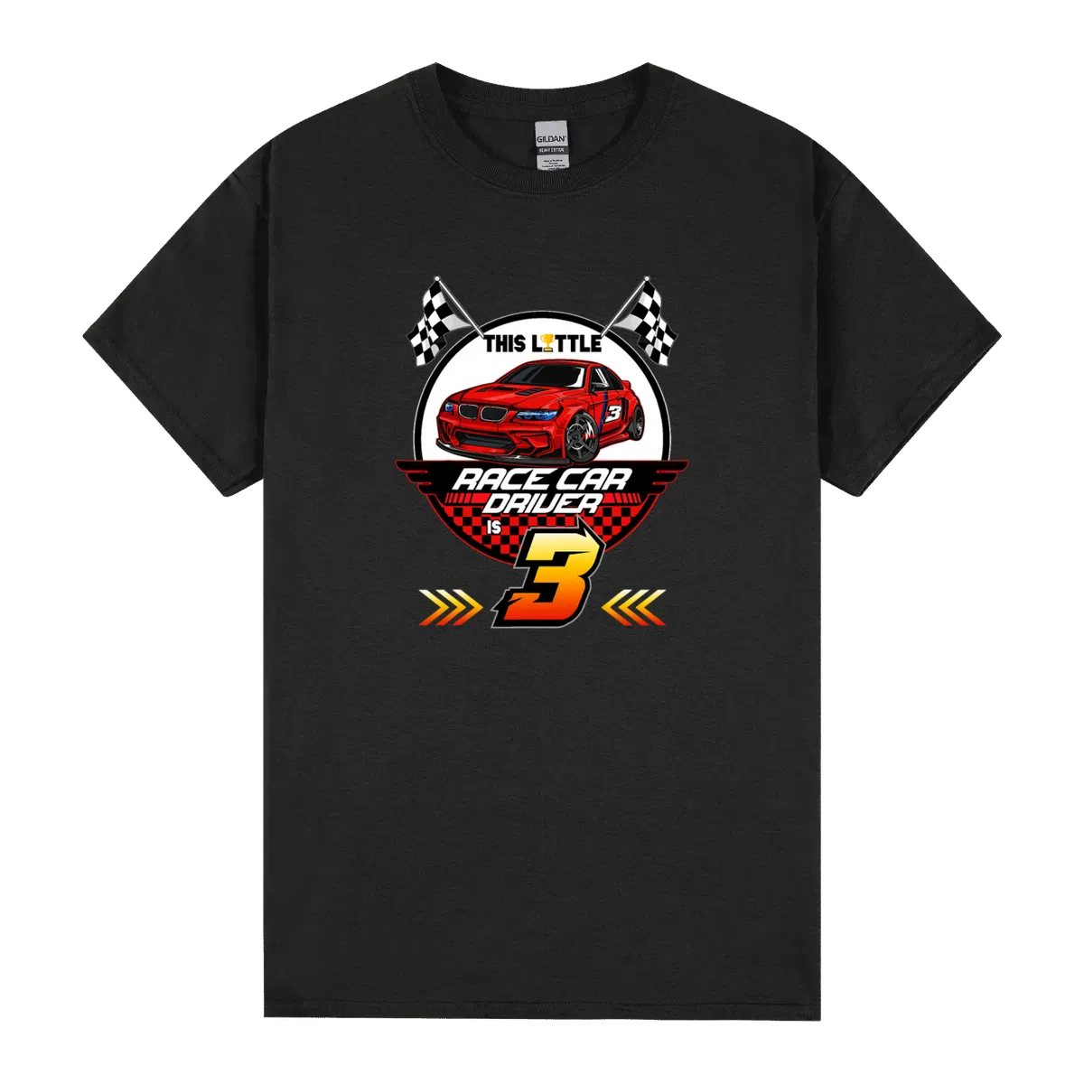 3 Year Old Race Car Birthday Tee 3rd Racing Party