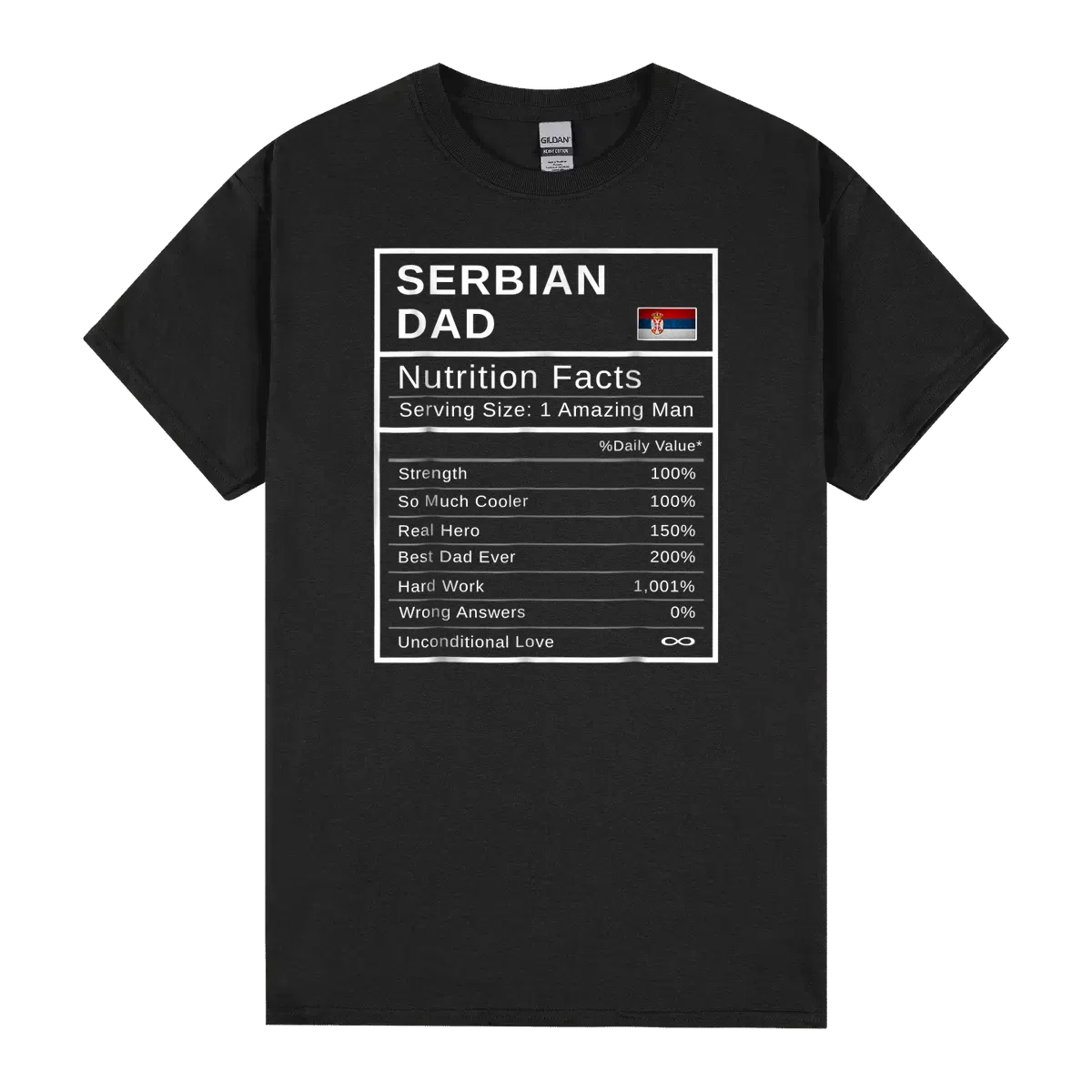 Mens Serbian Dad Nutrition Facts Fathers Day Hero Gift