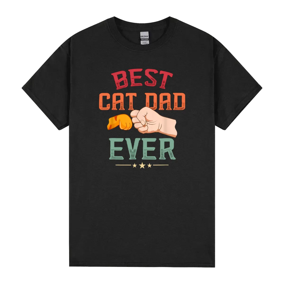 Mens Vintage Best Cat Dad Ever Paw Fist Bump Cat