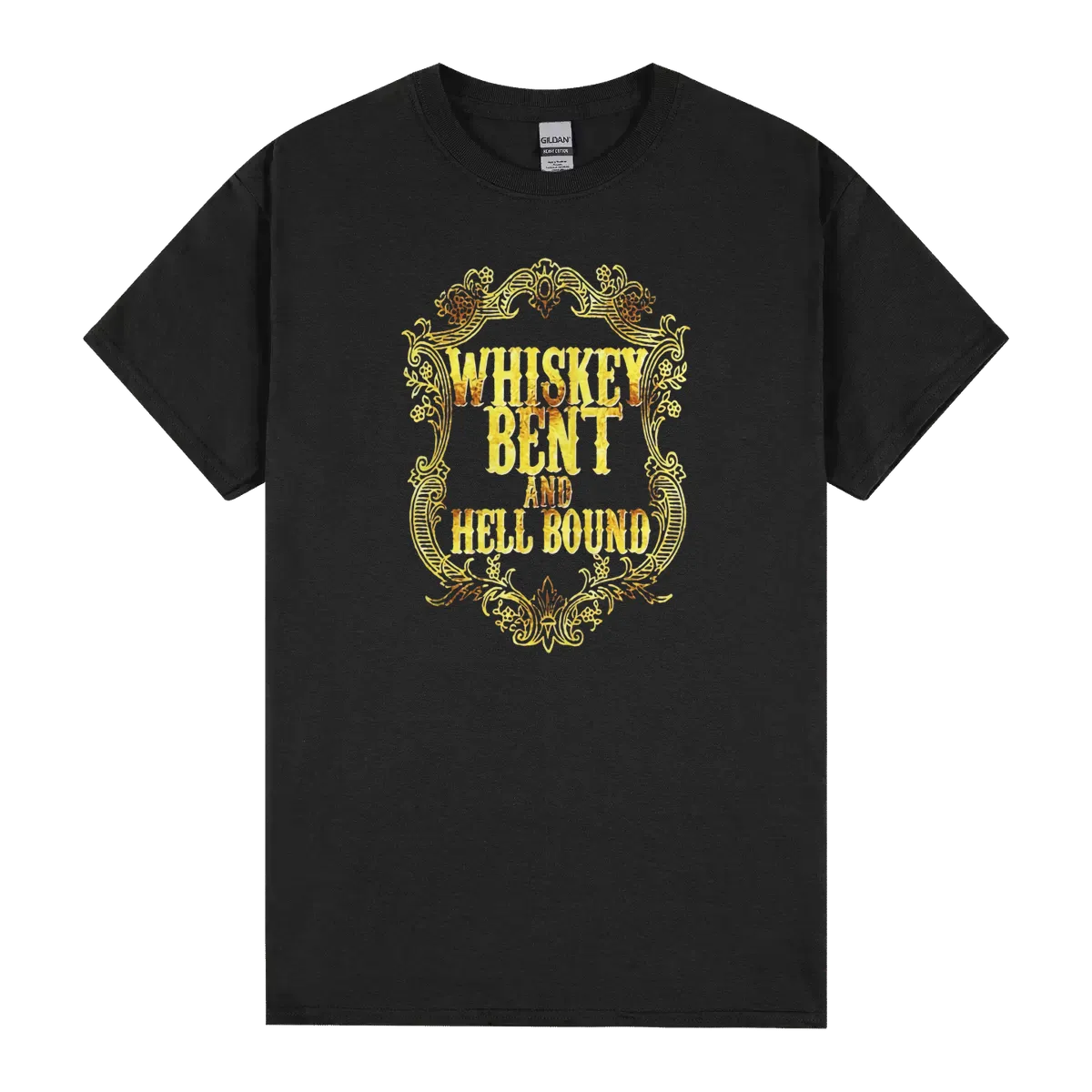 Whiskey Bent And Hell Bound Gold Drinking Drunk Booze Party