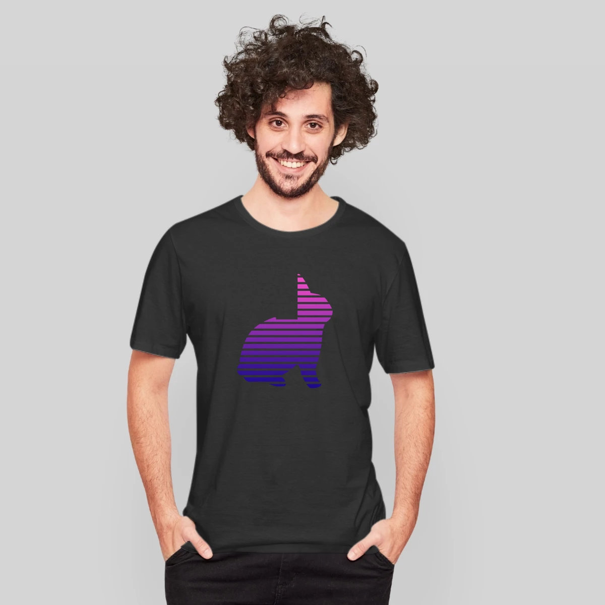 Bunny Shape Lines Duotone Design
