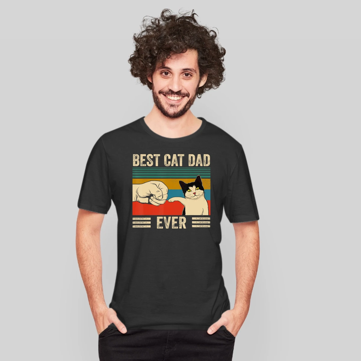 Mens Vintage Best Cat Dad Ever Bump Fit